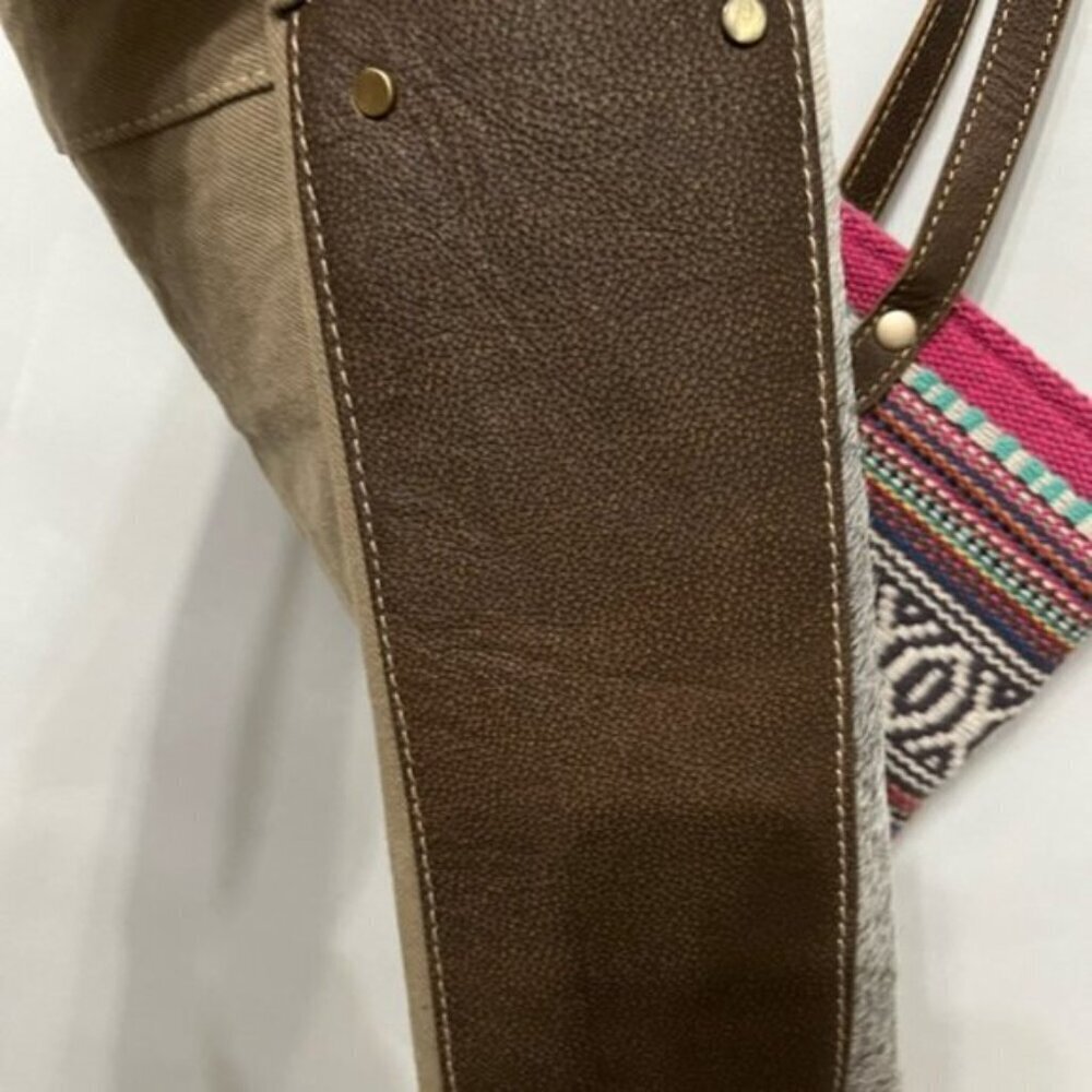 Myra Exuberant Spirit Shoulder Bag Tote NWT Cowhide Canvas Boho - Picture 4 of 7